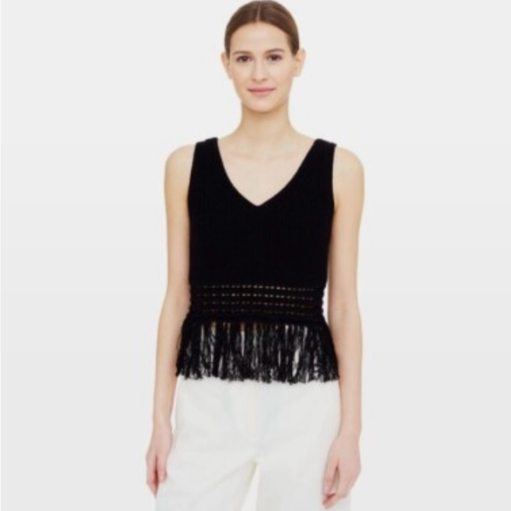 Club Monaco XS Indiya Black Fringe sweater tank
